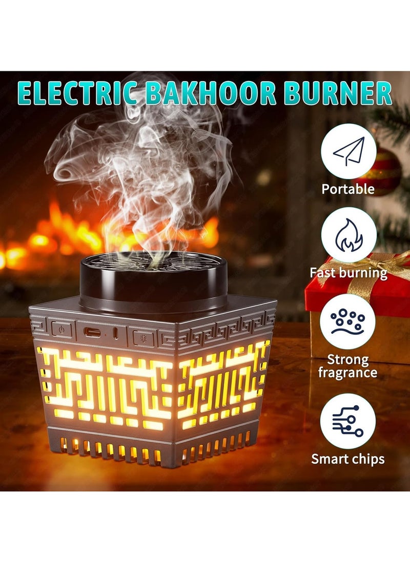 Quran Speaker with Bakhoor Burner, Remote Control Mini Incense Burner Multicolor Changing Bluetooth Quran Speaker MP3 Music Player with 18 Reciters and 17 Translations (Black)