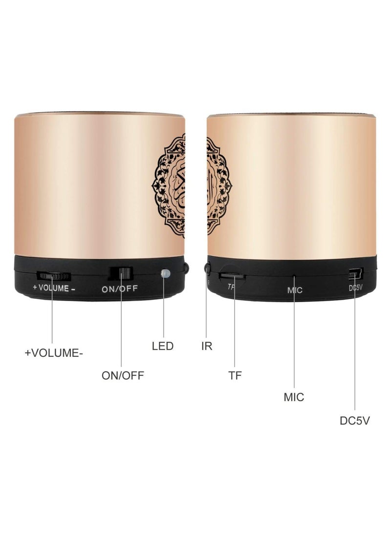 Quran Speaker, SQ200 Remote Control Bluetooth Quran Speaker,Portable Bluetooth Wireless Quran Speaker MP3 Player 8GB TF FM Quran Quran Translator USB Rechargeable Speaker Makkah hajj Gifts (Golden)