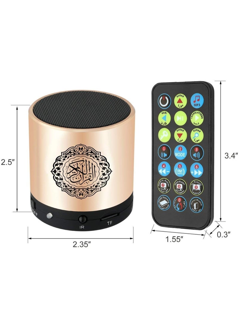 Quran Speaker, SQ200 Remote Control Bluetooth Quran Speaker,Portable Bluetooth Wireless Quran Speaker MP3 Player 8GB TF FM Quran Quran Translator USB Rechargeable Speaker Makkah hajj Gifts (Golden)
