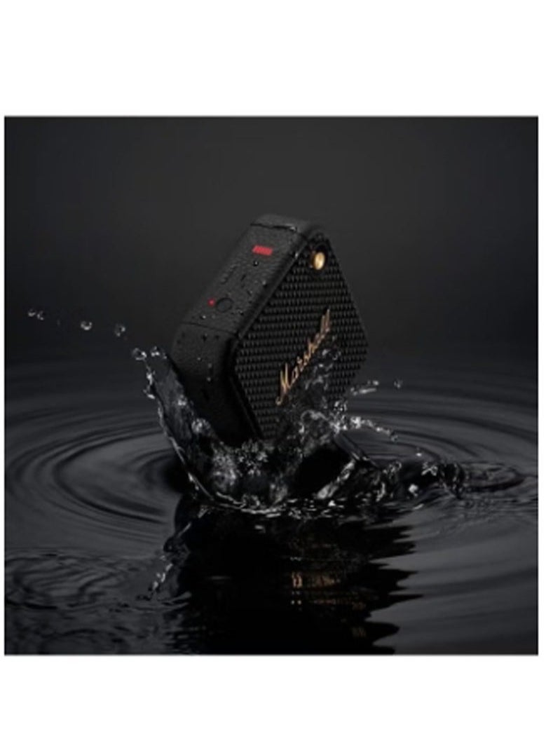 Willen Bluetooth Speaker, Wireless, 15+ Hours Playtime, Water-Resistent, Quick Charge, Stackable - Brass And Black