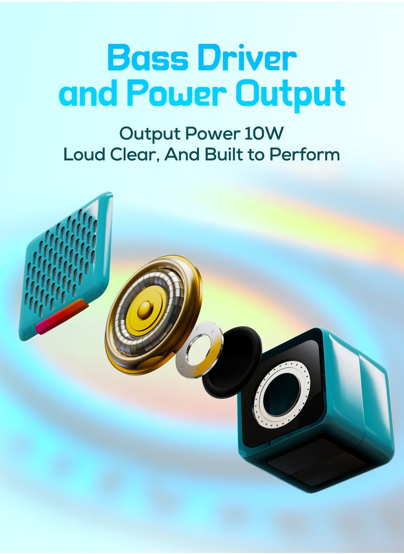 Rock Box Portable Bluetooth Speaker - Karaoke Speaker with Wireless Mic – Mini Party Speaker with Colorful Lights, 10W HD Sound, 8H Playtime, Bluetooth 5.4, TF/USB/AUX Support – for Home, Outdoor, Travel & Kids (Blue)