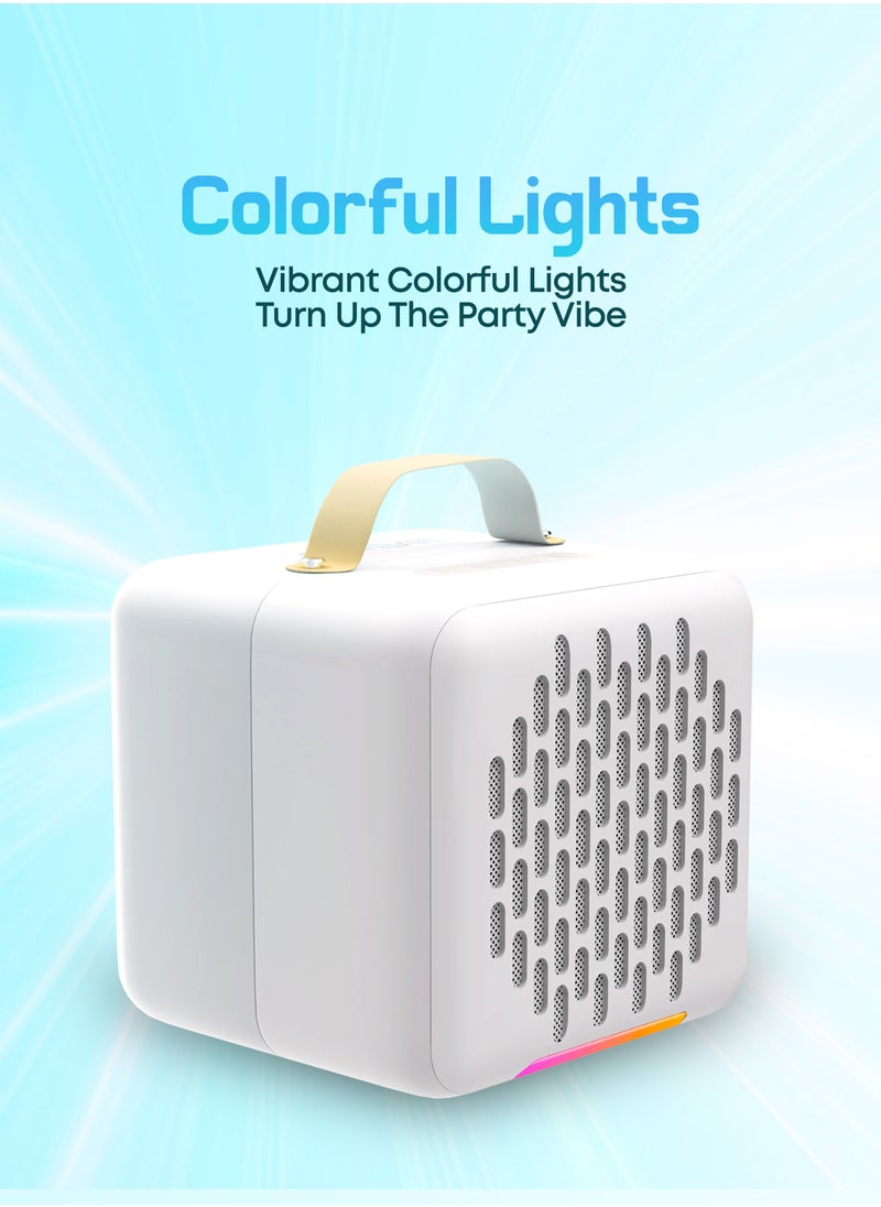Rock Box Portable Bluetooth Speaker - Karaoke Speaker with Wireless Mic – Mini Party Speaker with Colorful Lights, 10W HD Sound, 8H Playtime, Bluetooth 5.4, TF/USB/AUX Support – for Home, Outdoor, Travel & Kids (Blue)