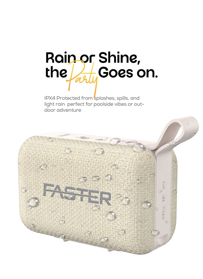 BoomX Portable Bluetooth Speaker - Mini Party Speaker with Stereo Sound, 5W HD Sound, 20 Hours Playtime, Bluetooth 5.4, USB/AUX Support, IPX4 Water Resistant Pocket Speaker - for Home, Outdoor, Travel & Kids (White)