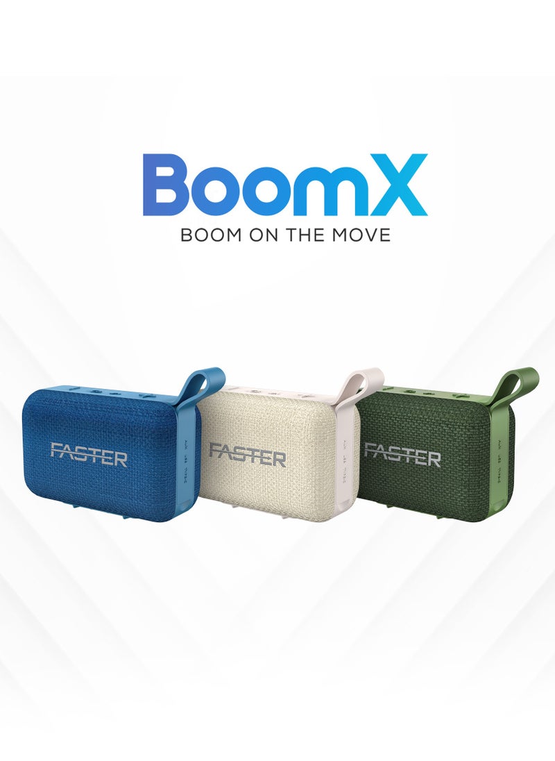 BoomX Portable Bluetooth Speaker - Mini Party Speaker with Stereo Sound, 5W HD Sound, 20 Hours Playtime, Bluetooth 5.4, USB/AUX Support, IPX4 Water Resistant Pocket Speaker - for Home, Outdoor, Travel & Kids (Green)