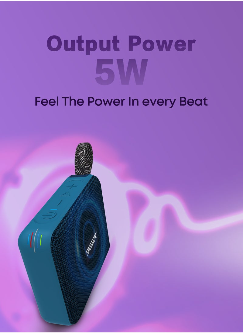 GrooveX Portable Bluetooth Speaker with Colorful Lights - Mini Party Speaker with Stereo Sound, 5W HD Sound, 20 Hours Playtime, Bluetooth 5.4, TF/USB/AUX Support, IPX7 Water Resistant Pocket Speaker - for Home, Outdoor, Travel & Kids (Black)