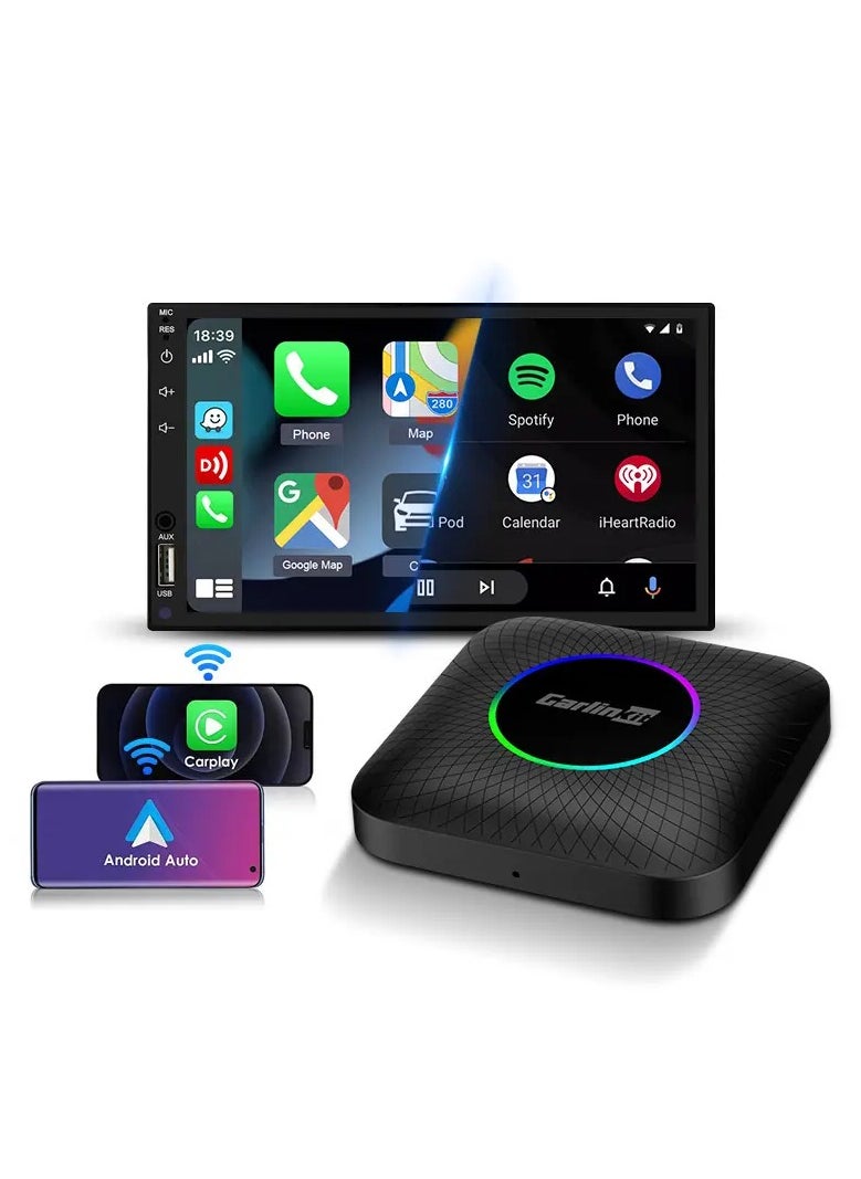 CarPlay Ai Box Android 13.0 with LED Light for Car(4+64GB)