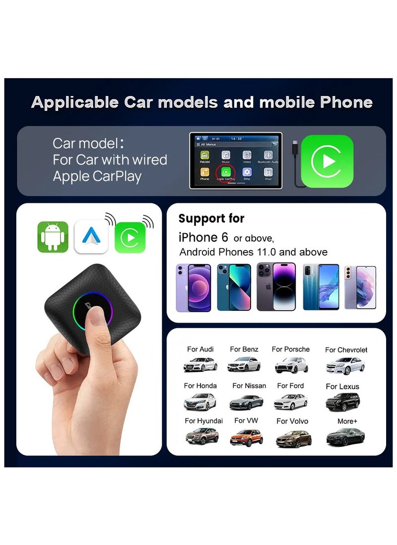 CarPlay Ai Box Android 13.0 with LED Light for Car(4+64GB)