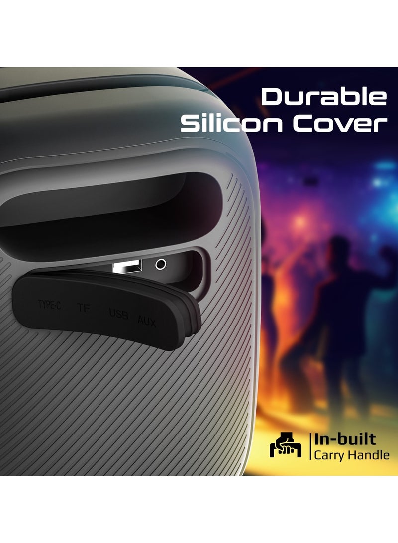 Portable Hi-Fi TWS Speaker With High-Fidelity Audio, Stunning RGB Light Modes, Long 6-Hour Playtime, Water-Resistant Build, Handy Phone Stand, Lightweight Design, and Universal Compatibility, Strike-40 Black