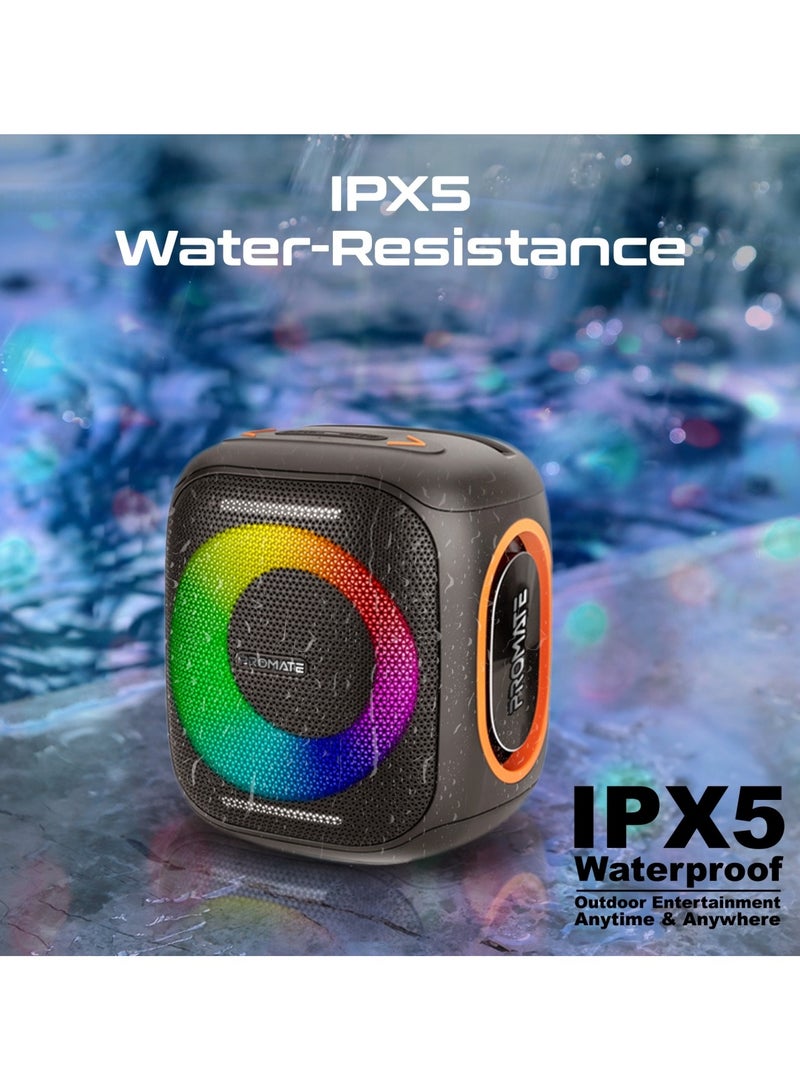 Portable Hi-Fi TWS Speaker With High-Fidelity Audio, Stunning RGB Light Modes, Long 6-Hour Playtime, Water-Resistant Build, Handy Phone Stand, Lightweight Design, and Universal Compatibility, Strike-40 Black