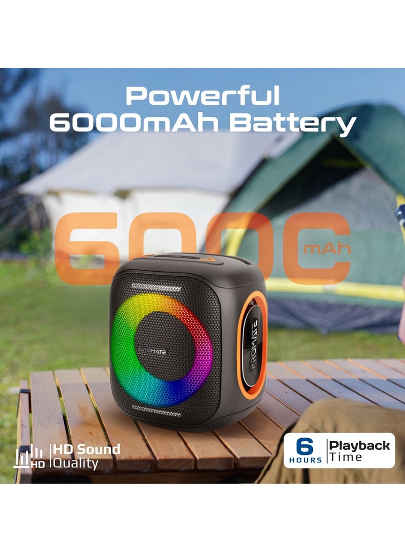 Portable Hi-Fi TWS Speaker With High-Fidelity Audio, Stunning RGB Light Modes, Long 6-Hour Playtime, Water-Resistant Build, Handy Phone Stand, Lightweight Design, and Universal Compatibility, Strike-40 Black