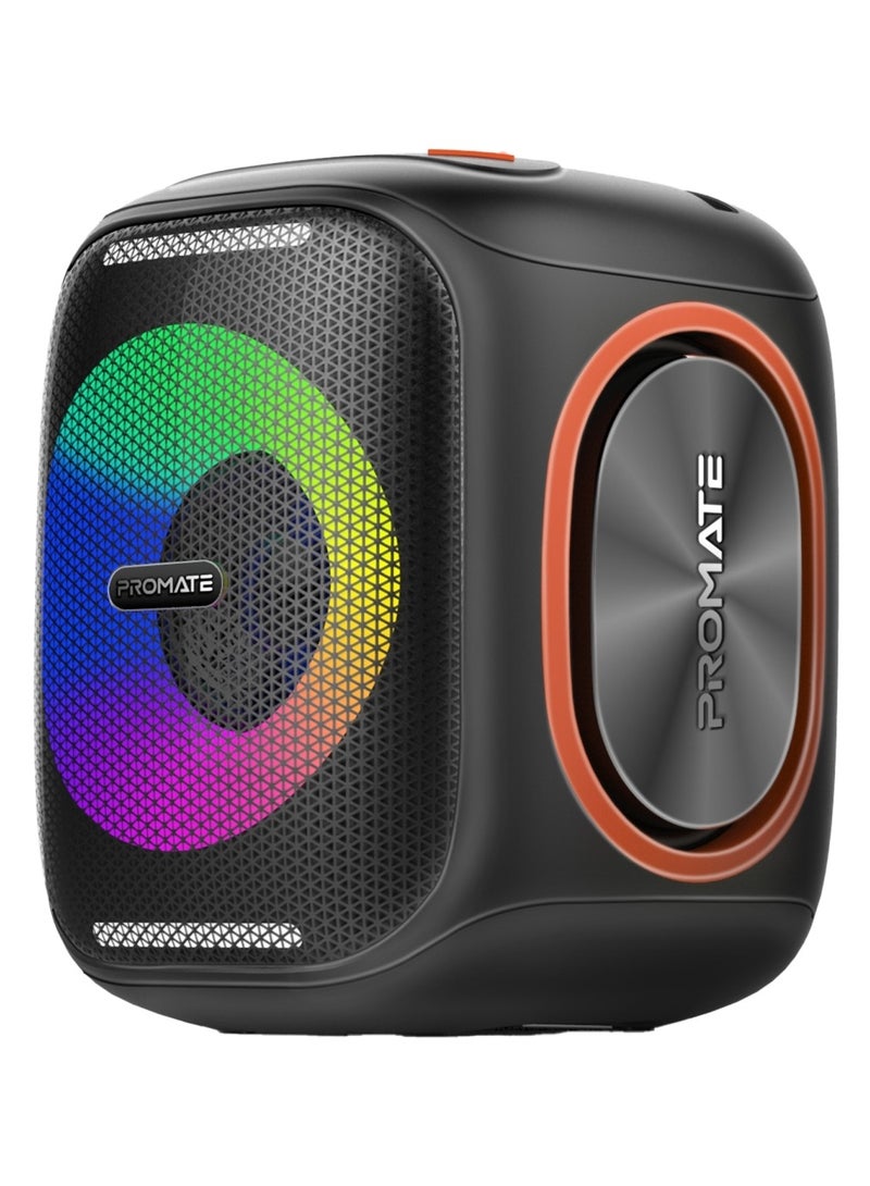 Portable Hi-Fi TWS Speaker With High-Fidelity Audio, Stunning RGB Light Modes, Long 6-Hour Playtime, Water-Resistant Build, Handy Phone Stand, Lightweight Design, and Universal Compatibility, Strike-40 Black