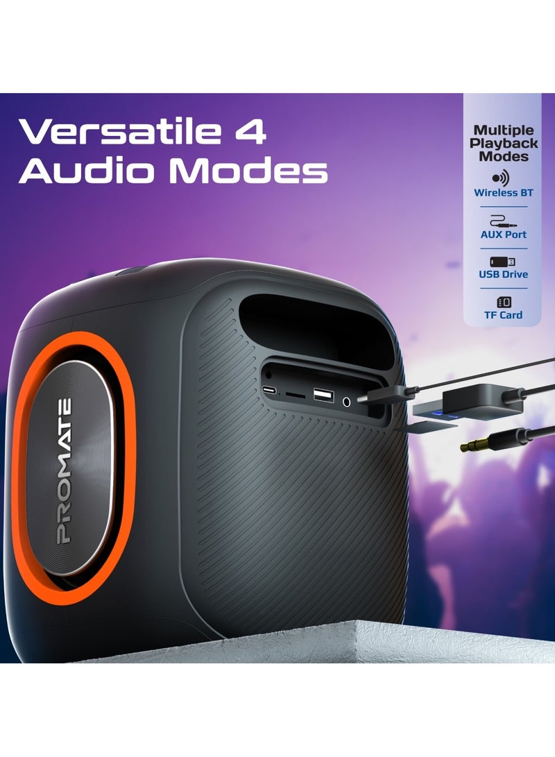Portable Hi-Fi TWS Speaker With High-Fidelity Audio, Stunning RGB Light Modes, Long 6-Hour Playtime, Water-Resistant Build, Handy Phone Stand, Lightweight Design, and Universal Compatibility, Strike-40 Black