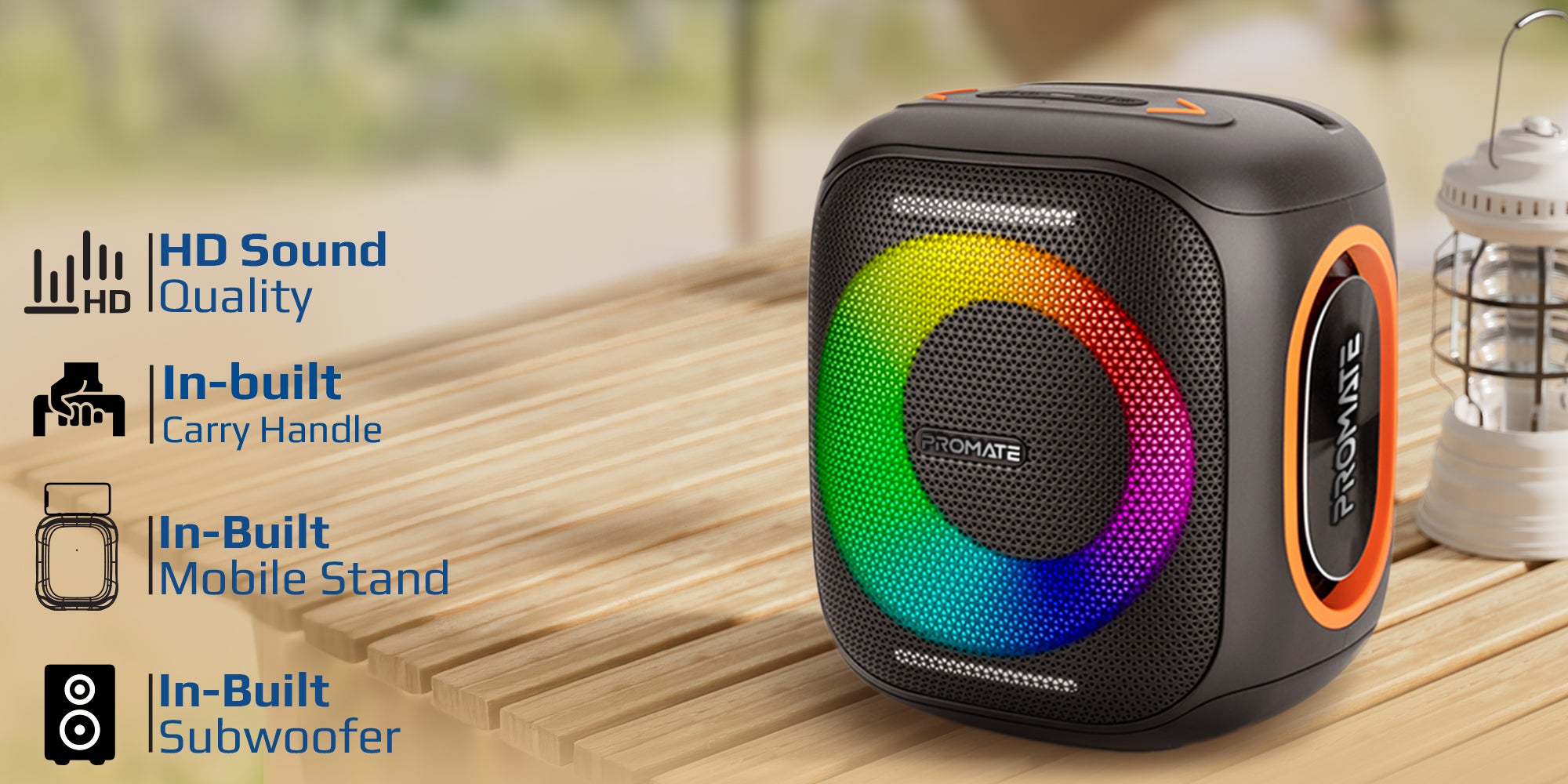 Portable Hi-Fi TWS Speaker With High-Fidelity Audio, Stunning RGB Light Modes, Long 6-Hour Playtime, Water-Resistant Build, Handy Phone Stand, Lightweight Design, and Universal Compatibility, Strike-40 Black