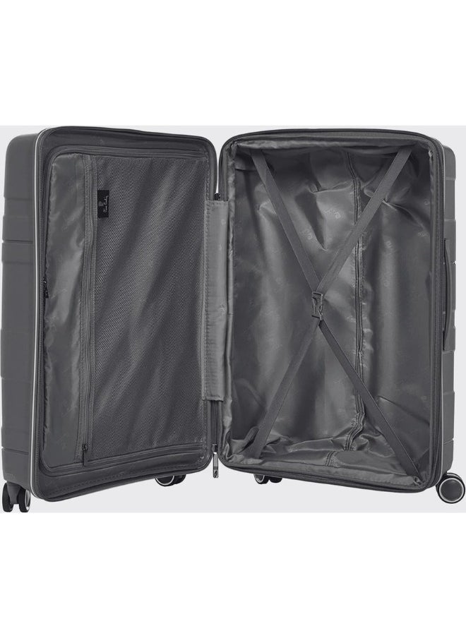 Pierre Cardin UNBREAKABLE Luggage Zurich Collection Suitcase For Travel, International Lock, ANTI Theft Double Zipper luggage Large (Grey)