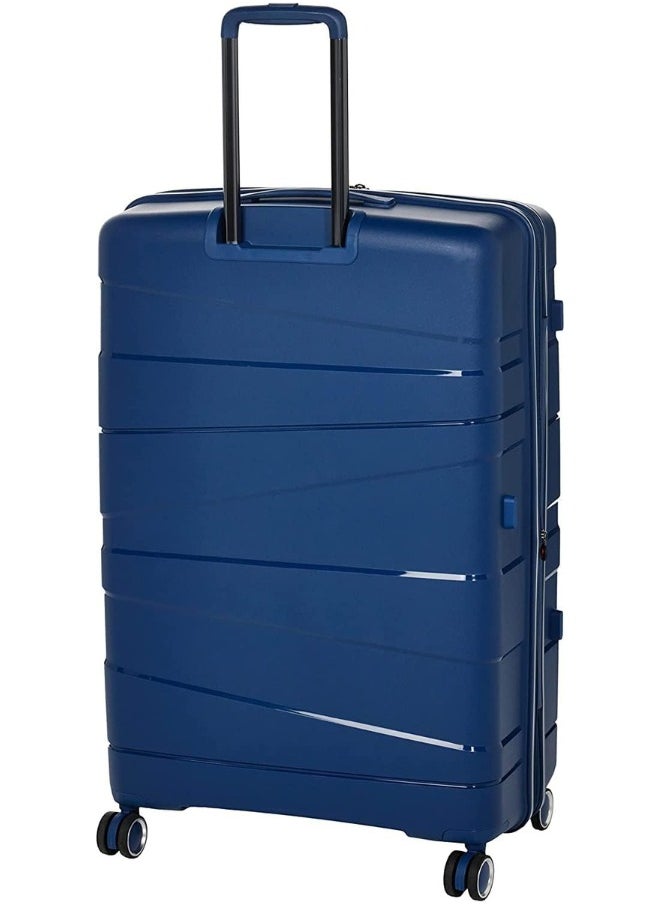 Pierre Cardin UNBREAKABLE Luggage Zurich Collection Suitcase For Travel, International Lock, ANTI Theft Double Zipper luggage Large (Navy)