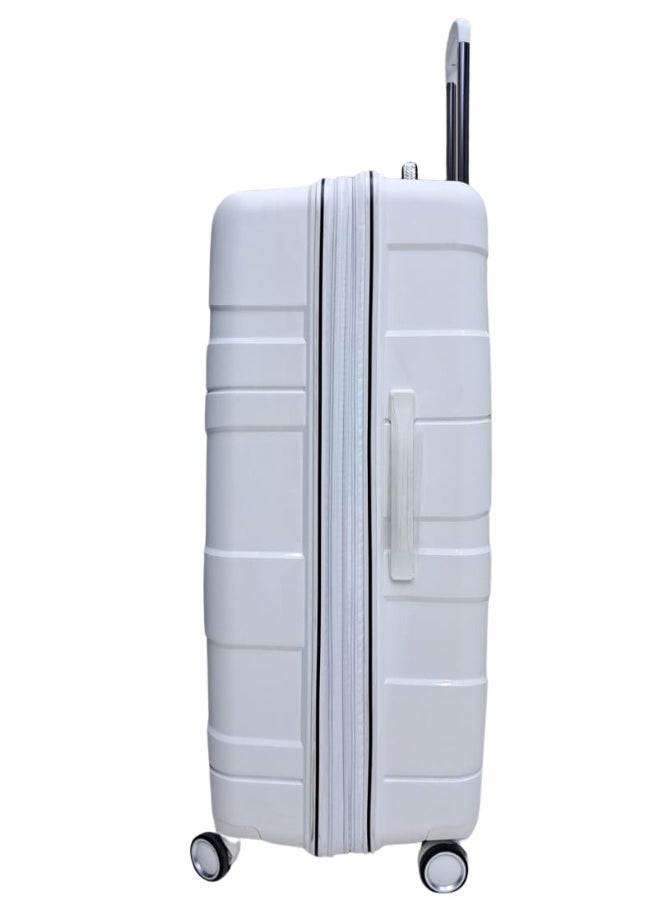 Pierre Cardin UNBREAKABLE Luggage Zurich Collection Suitcase For Travel, International Lock, ANTI Theft Double Zipper luggage Large (White)
