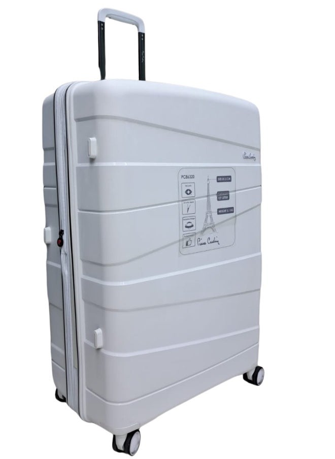 Pierre Cardin UNBREAKABLE Luggage Zurich Collection Suitcase For Travel, International Lock, ANTI Theft Double Zipper luggage Large (White)