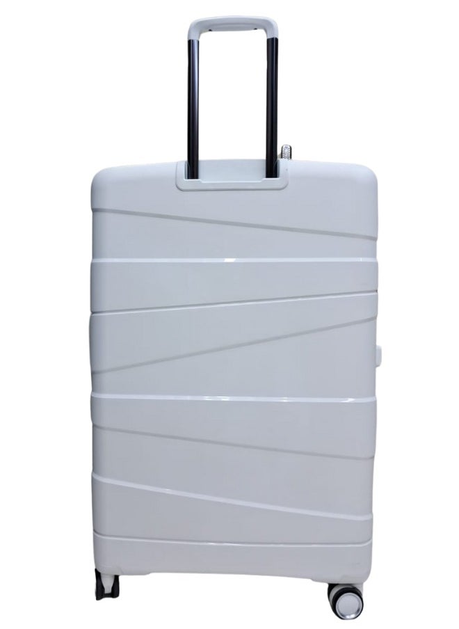 Pierre Cardin UNBREAKABLE Luggage Zurich Collection Suitcase For Travel, International Lock, ANTI Theft Double Zipper luggage Large (White)
