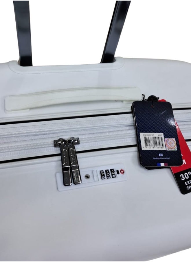 Pierre Cardin UNBREAKABLE Luggage Zurich Collection Suitcase For Travel, International Lock, ANTI Theft Double Zipper luggage Large (White)
