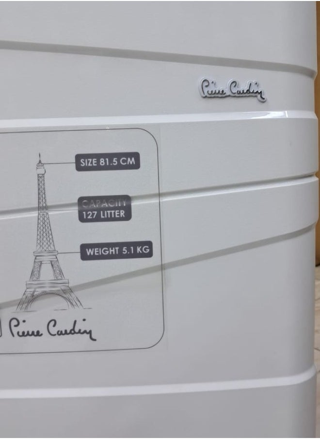 Pierre Cardin UNBREAKABLE Luggage Zurich Collection Suitcase For Travel, International Lock, ANTI Theft Double Zipper luggage Large (White)