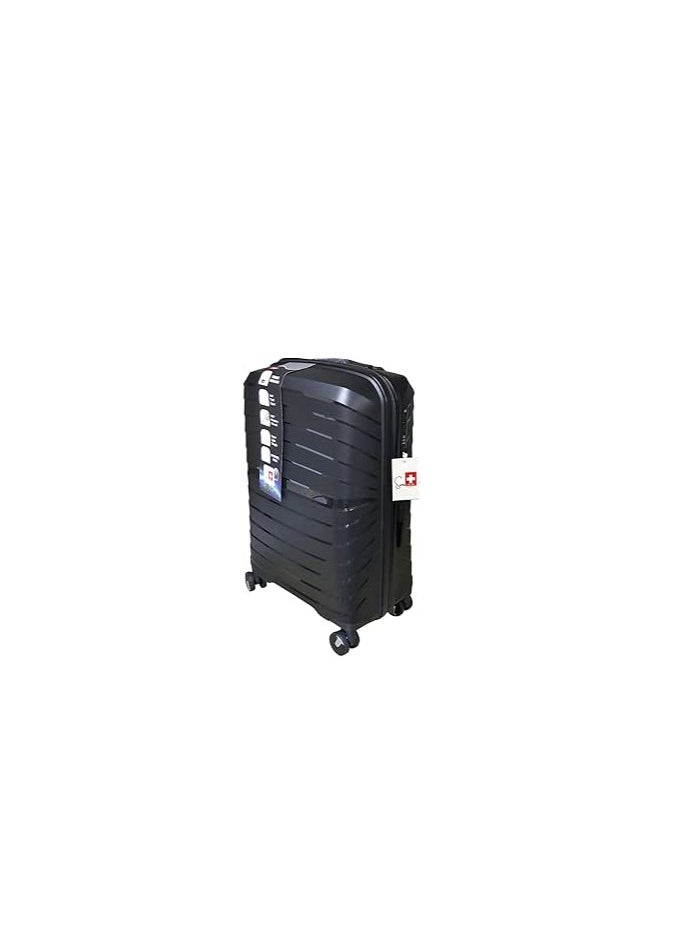 SWISSCASE Hardshell Spinner Luggage, 28 inches, Waterproof, Lightweight, Black