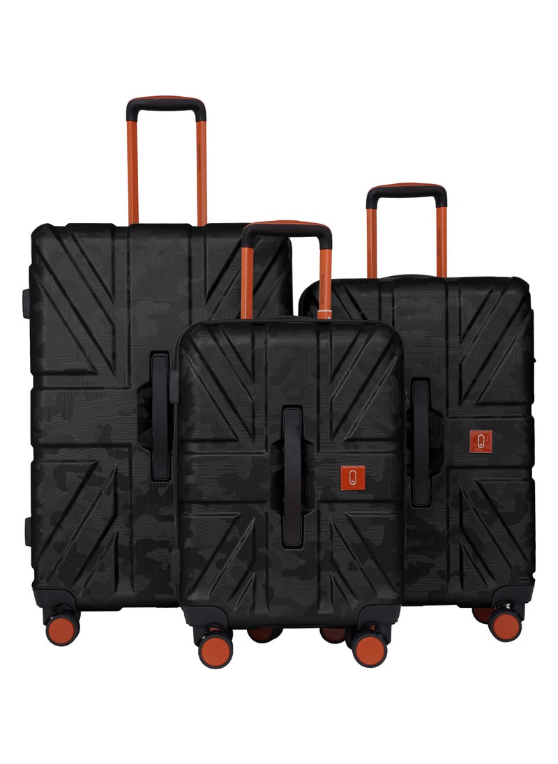 Urban Trekker 3 Pcs ABS Luggage Trolley Set -Black