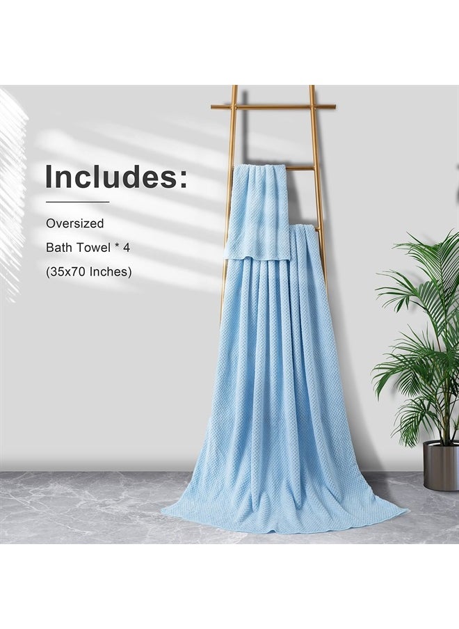 Extra Large Bath Towel Sheet Set 35x70 Inches - Oversized Bath Towels Set,Jumbo Large Microfiber - Quick Dry, Lightweight,Super Soft,Highly Absorbent Towel Set for Bathroom,Hotel,SPA,Pack of 4 (Blue)