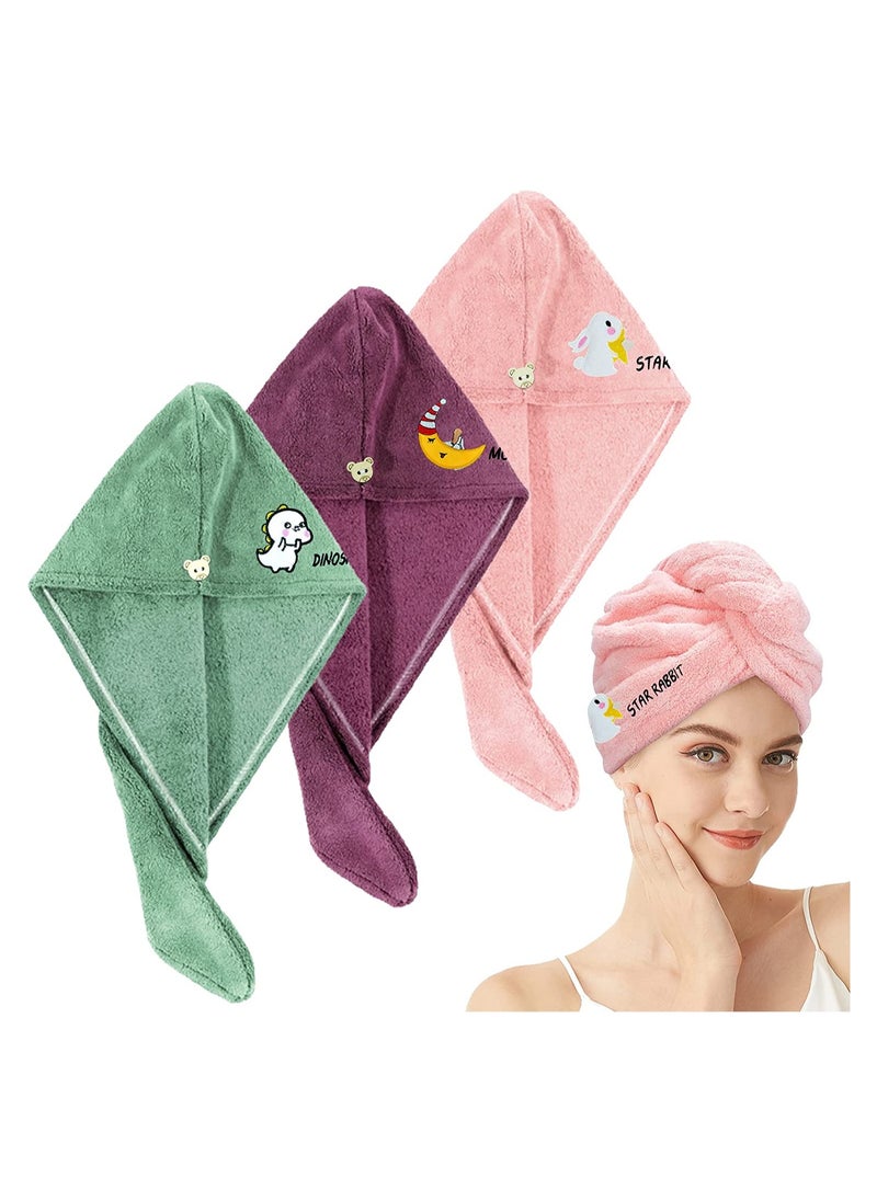 3 Pack Microfibre Hair Towel Wrap Hair Turban Towel Soft And Anti Frizz Head Towel Super Absorbent Quick Drying Curly Hair Towel For Women Girl Wet Long Thick Hair