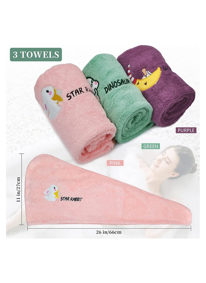 3 Pack Microfibre Hair Towel Wrap Hair Turban Towel Soft And Anti Frizz Head Towel Super Absorbent Quick Drying Curly Hair Towel For Women Girl Wet Long Thick Hair