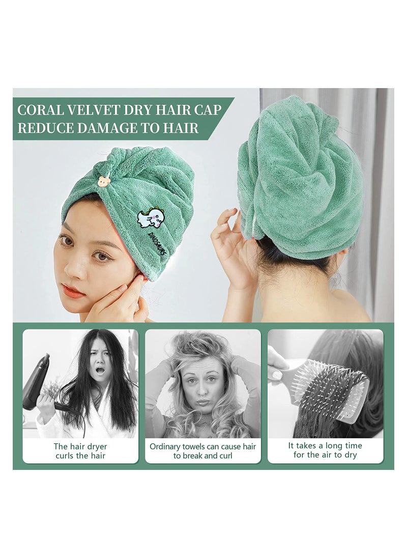 3 Pack Microfibre Hair Towel Wrap Hair Turban Towel Soft and Anti Frizz Head Towel Super Absorbent Quick Drying Curly Hair Towel for Women Girl Wet Long Thick Hair