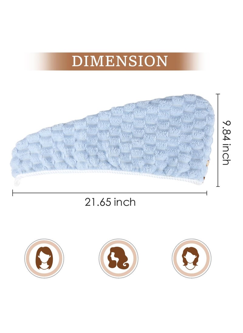 Microfiber Hair Towel, 4 Pcs Anti Frizz Hair Drying Towel for Girls Fast Drying, Hair Turban with Adjustable Button, Hair Towel Wrap for Women Wet Hair, Perfect for Home or Travel Use