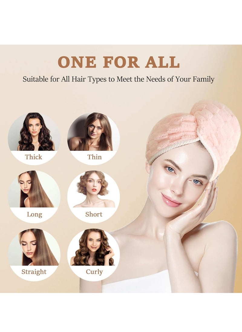 Microfiber Hair Towel, 4 Pcs Anti Frizz Hair Drying Towel for Girls Fast Drying, Hair Turban with Adjustable Button, Hair Towel Wrap for Women Wet Hair, Perfect for Home or Travel Use