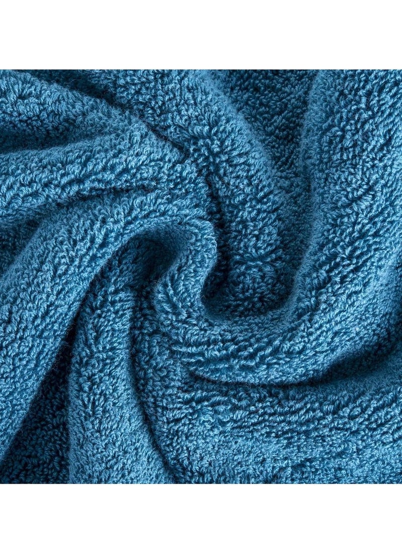 Luxury Bath Towels Set 3 Pack, Towel Set 100% Cotton (1 Large Bath Towel, 1 Hand Towel, 1 Washcloth) Ultra Soft and Highly Absorbent, for Bathroom, Hotel, Spa, Beach and Gym-Blue