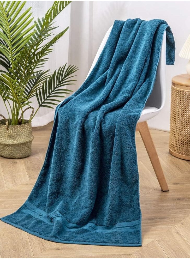 Luxury Bath Towels Set 3 Pack, Towel Set 100% Cotton (1 Large Bath Towel, 1 Hand Towel, 1 Washcloth) Ultra Soft and Highly Absorbent, for Bathroom, Hotel, Spa, Beach and Gym-Blue