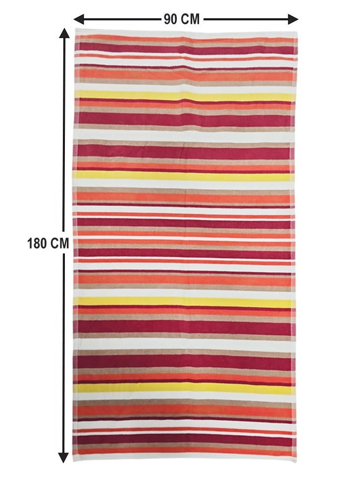 Kassino Premium Striped Oversized Beach Towels (90 x 180cm) - 100% Cotton, Soft & Quick-Dry, Double Stitched for Durability, Perfect towels for Beach and Pool (2PCS) (2, Orange Stripes)