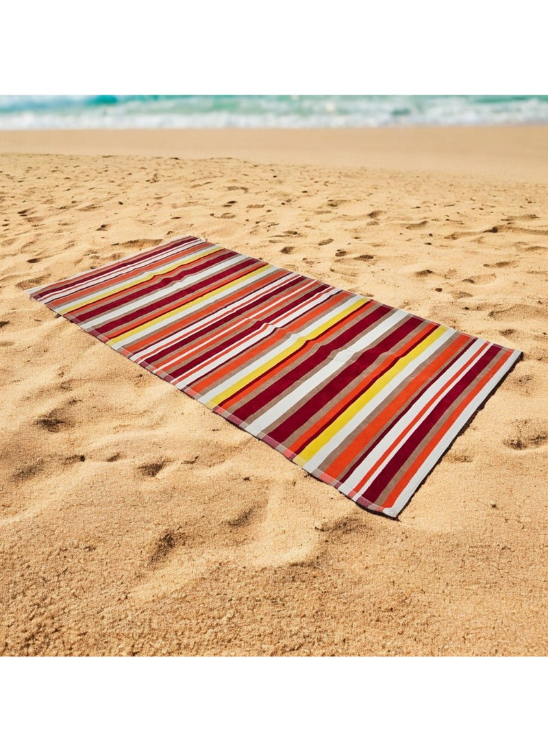 Kassino Premium Striped Oversized Beach Towels (90 x 180cm) - 100% Cotton, Soft & Quick-Dry, Double Stitched for Durability, Perfect towels for Beach and Pool (2PCS) (2, Orange Stripes)