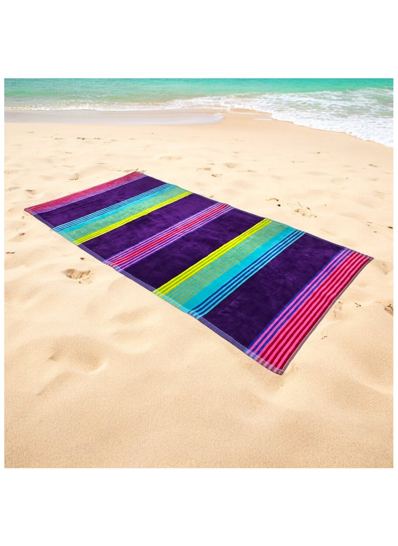 Kassino Premium Striped Oversized Beach Towels (90 x 180cm) - 100% Cotton, Soft & Quick-Dry, Double Stitched for Durability, Perfect towels for Beach and Pool (2PCS)