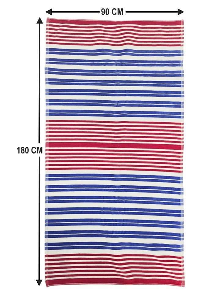 Kassino Premium Striped Oversized Beach Towels (90 x 180cm) - 100% Cotton, Soft & Quick-Dry, Double Stitched for Durability, Perfect towels for Beach and Pool (2PCS) (2, Red and Blue Stripes)