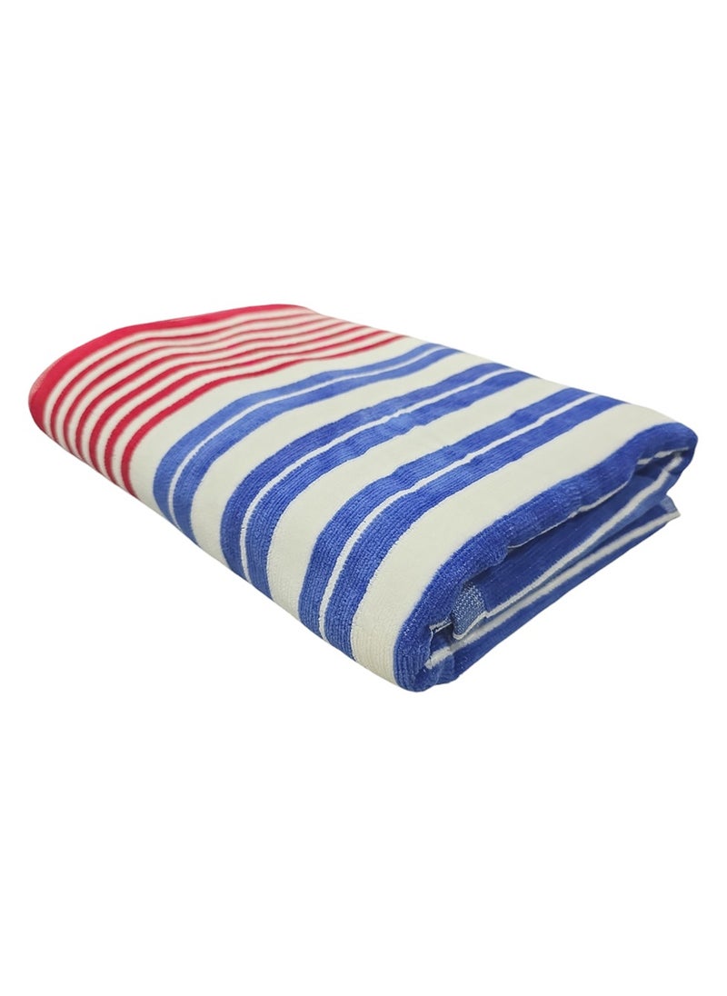 Kassino Premium Striped Oversized Beach Towels (90 x 180cm) - 100% Cotton, Soft & Quick-Dry, Double Stitched for Durability, Perfect towels for Beach and Pool (1PC) (1, Red and Blue Stripes)