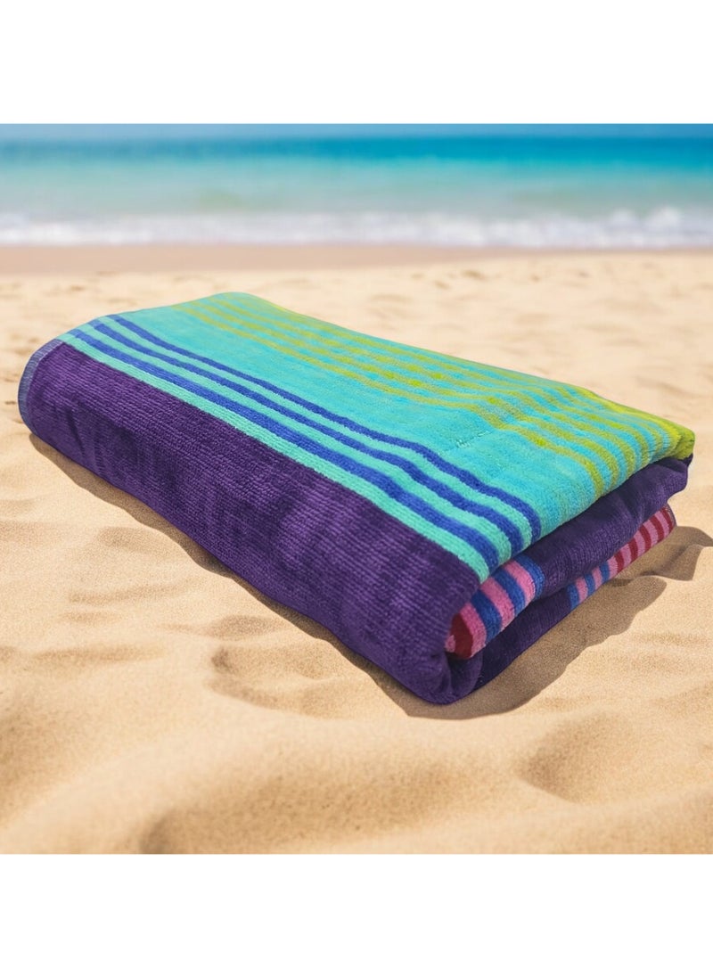 Kassino Premium Striped Large Beach Towels (80 x 150 cm) - 100% Cotton, Soft & Quick-Dry, Double Stitched for Durability, Perfect towels for Beach, Pool, and Travel (2PCS) (2, Mixed Stripes 1)