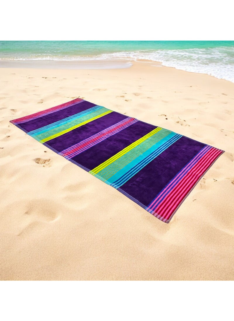 Kassino Premium Striped Large Beach Towels (80 x 150 cm) - 100% Cotton, Soft & Quick-Dry, Double Stitched for Durability, Perfect towels for Beach, Pool, and Travel (2PCS) (2, Mixed Stripes 1)