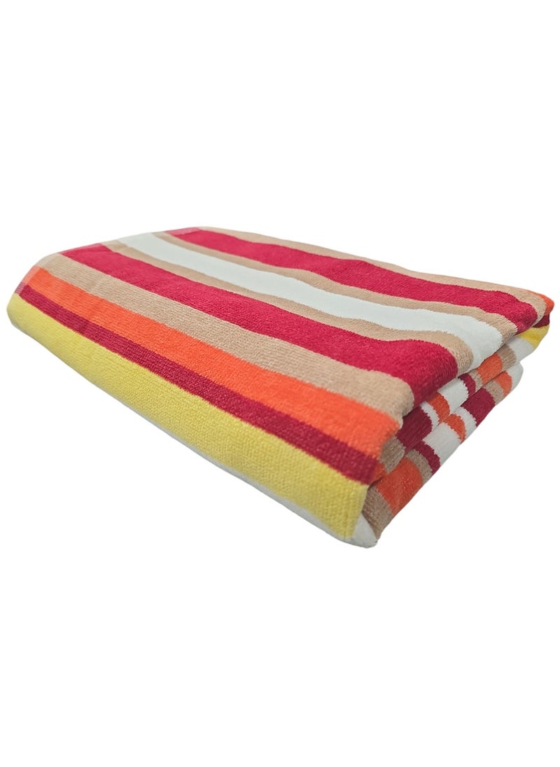 Kassino Premium Striped Large Beach Towels (80 x 150 cm) - 100% Cotton, Soft & Quick-Dry, Double Stitched for Durability, Perfect towels for Beach, Pool, and Travel (1PC) (1, Orange Stripes)