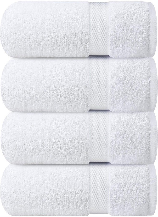 Luxury White Bath Towels Large - Circlet Egyptian Cotton | Highly Absorbent Hotel spa Collection Bathroom Towel 70*140cm White, (Pack of 6 Towel)