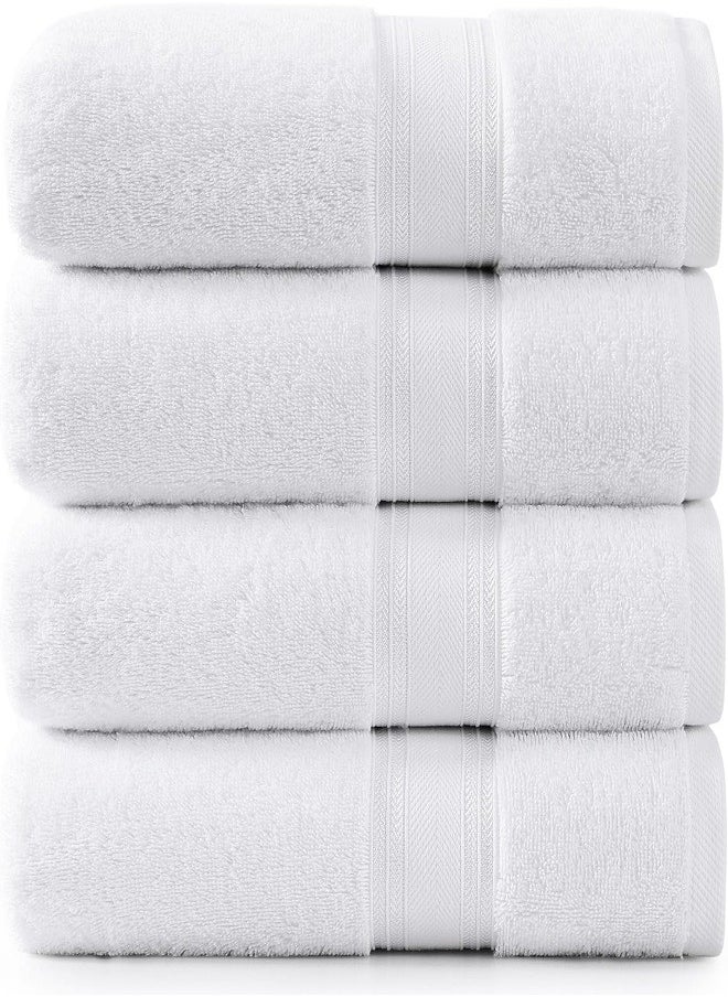 Luxury White Bath Towels Large - Circlet Egyptian Cotton | Highly Absorbent Hotel spa Collection Bathroom Towel 70*140cm White, (Pack of 12 Towel)