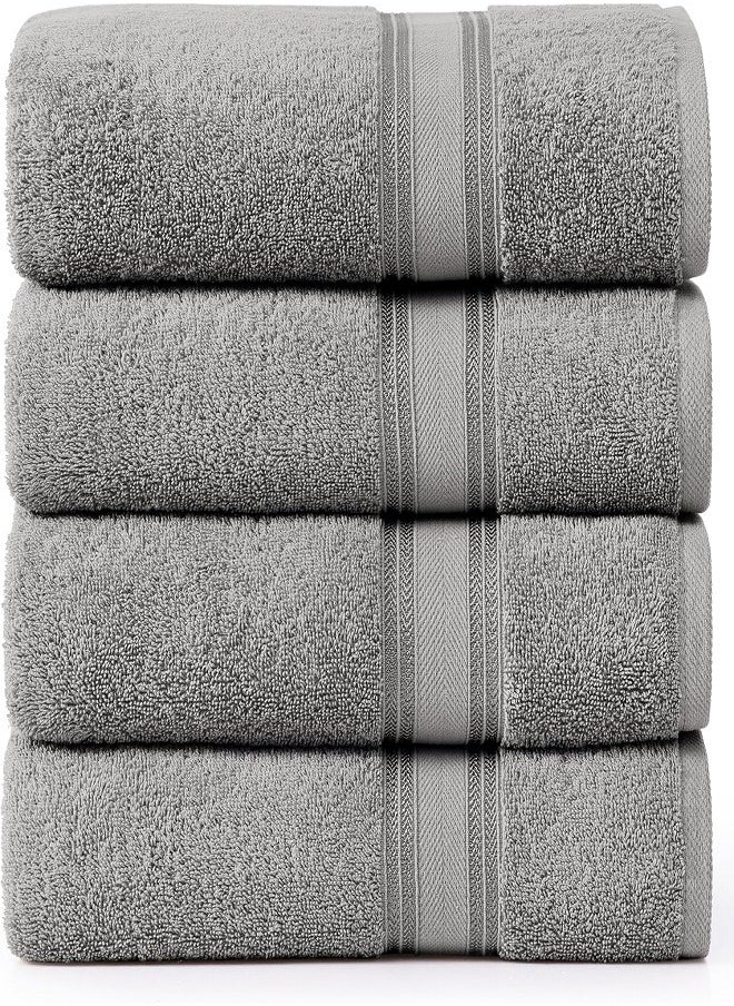 Luxury Bath Towels Large - Circlet Egyptian Cotton | Highly Absorbent Hotel spa Collection Bathroom Towel 70*140cm Grey, (Pack of 12 Towel)