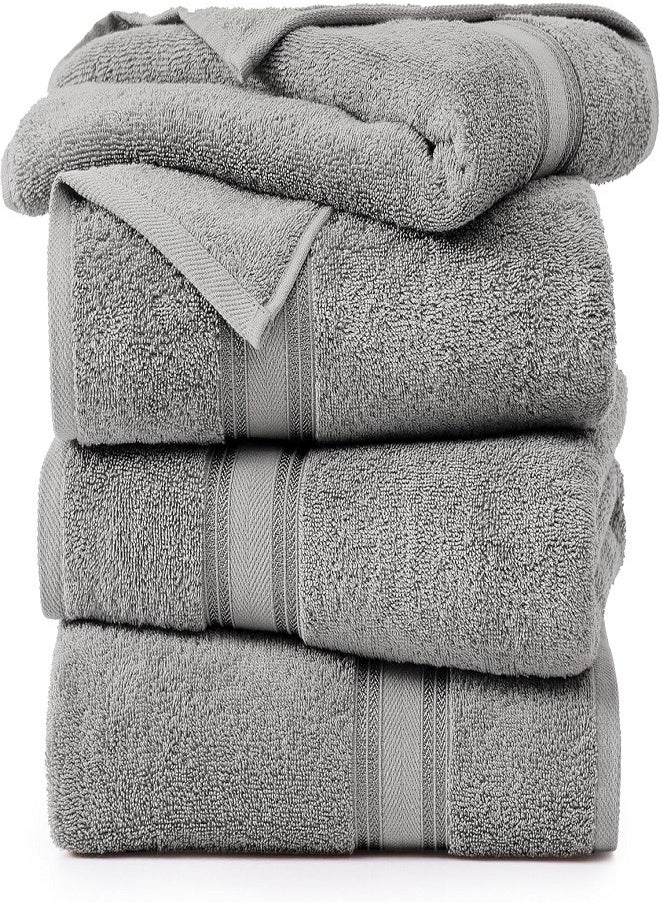 Luxury Bath Towels Large - Circlet Egyptian Cotton | Highly Absorbent Hotel spa Collection Bathroom Towel 70*140cm Grey, (Pack of 12 Towel)