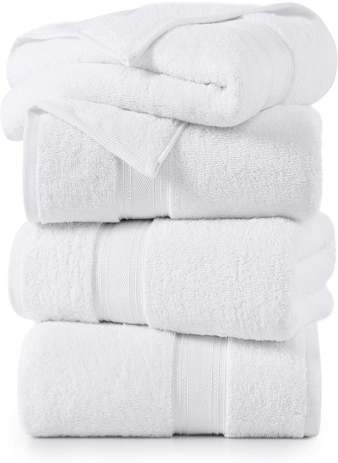 Luxury White Bath Towels Large - Circlet Egyptian Cotton | Highly Absorbent Hotel spa Collection Bathroom Towel 70*140cm White, (Pack of 6 Towel)