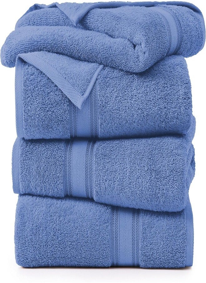 Luxury Bath Towels Large - Circlet Egyptian Cotton | Highly Absorbent Hotel spa Collection Bathroom Towel 70*140cm Blue, (Pack of 12 Towel)