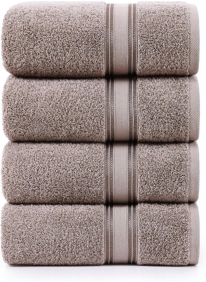 Luxury Bath Towels Large - Circlet Egyptian Cotton | Highly Absorbent Hotel spa Collection Bathroom Towel 70*140cm Brown, (Pack of 6 Towel)