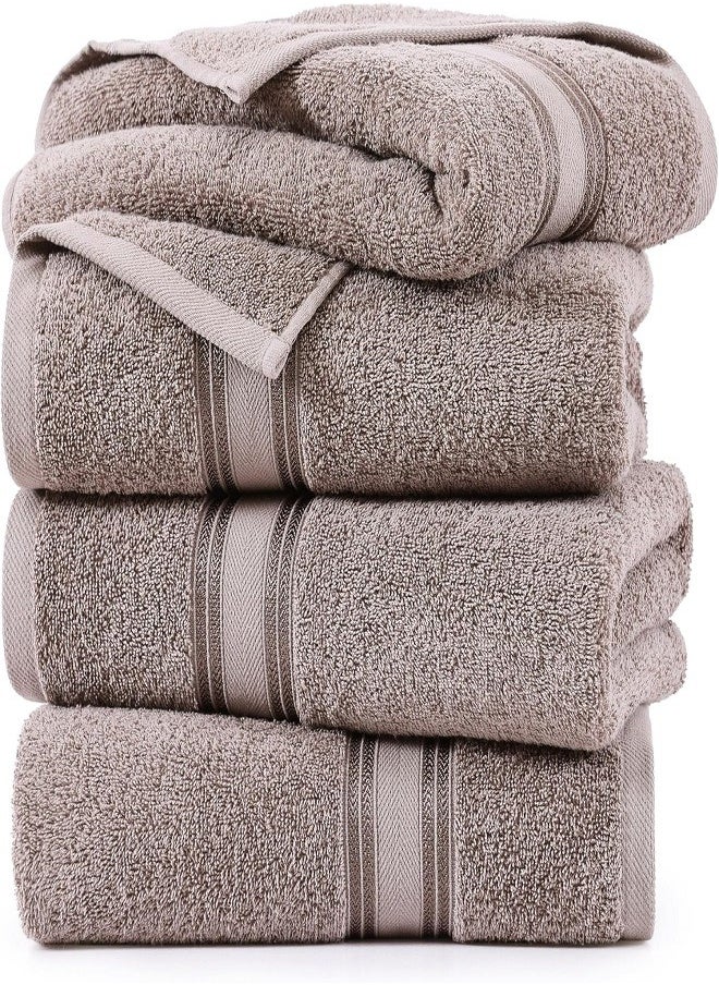 Luxury Bath Towels Large - Circlet Egyptian Cotton | Highly Absorbent Hotel spa Collection Bathroom Towel 70*140cm Brown, (Pack of 12 Towel)